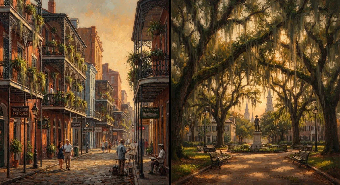 New Orleans vs. Savannah: Two Cities Built on History, Atmosphere, and Contradiction
